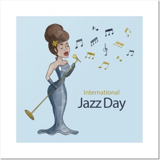 Woman Singing jazz day Posters and Art